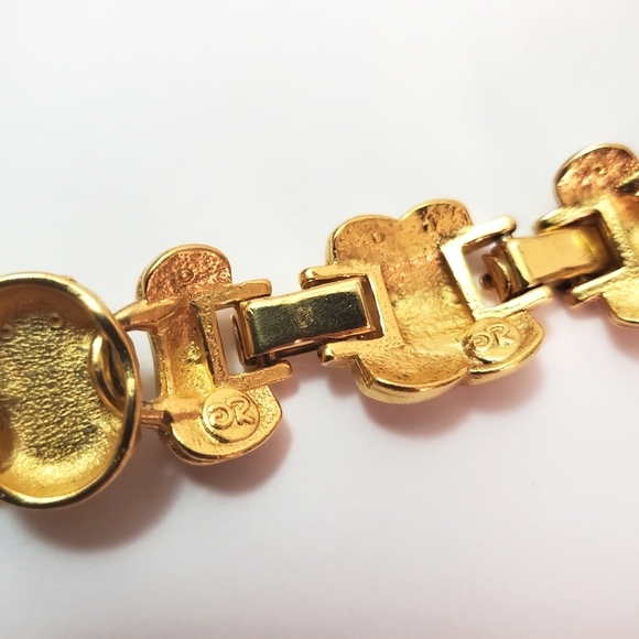 Vintage Oscar de la Renta - Gold Tone Statement Necklace with Black Cabochons - Picture 6 of 11